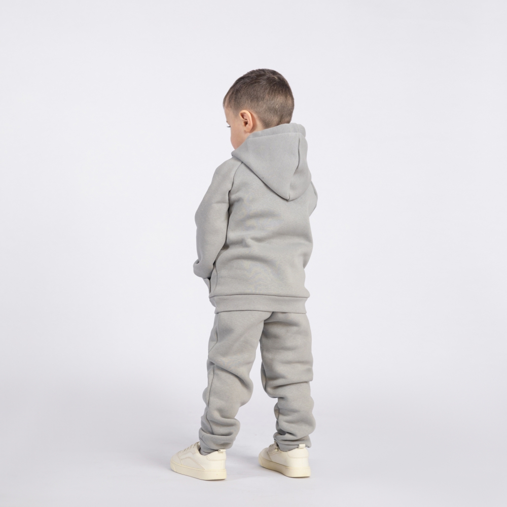 296-С. Свитшот с капюшоном  + Штаны, хлопок 65%, 35% ПЭ, 3-х нитка (начес) серый  98,104,110,116