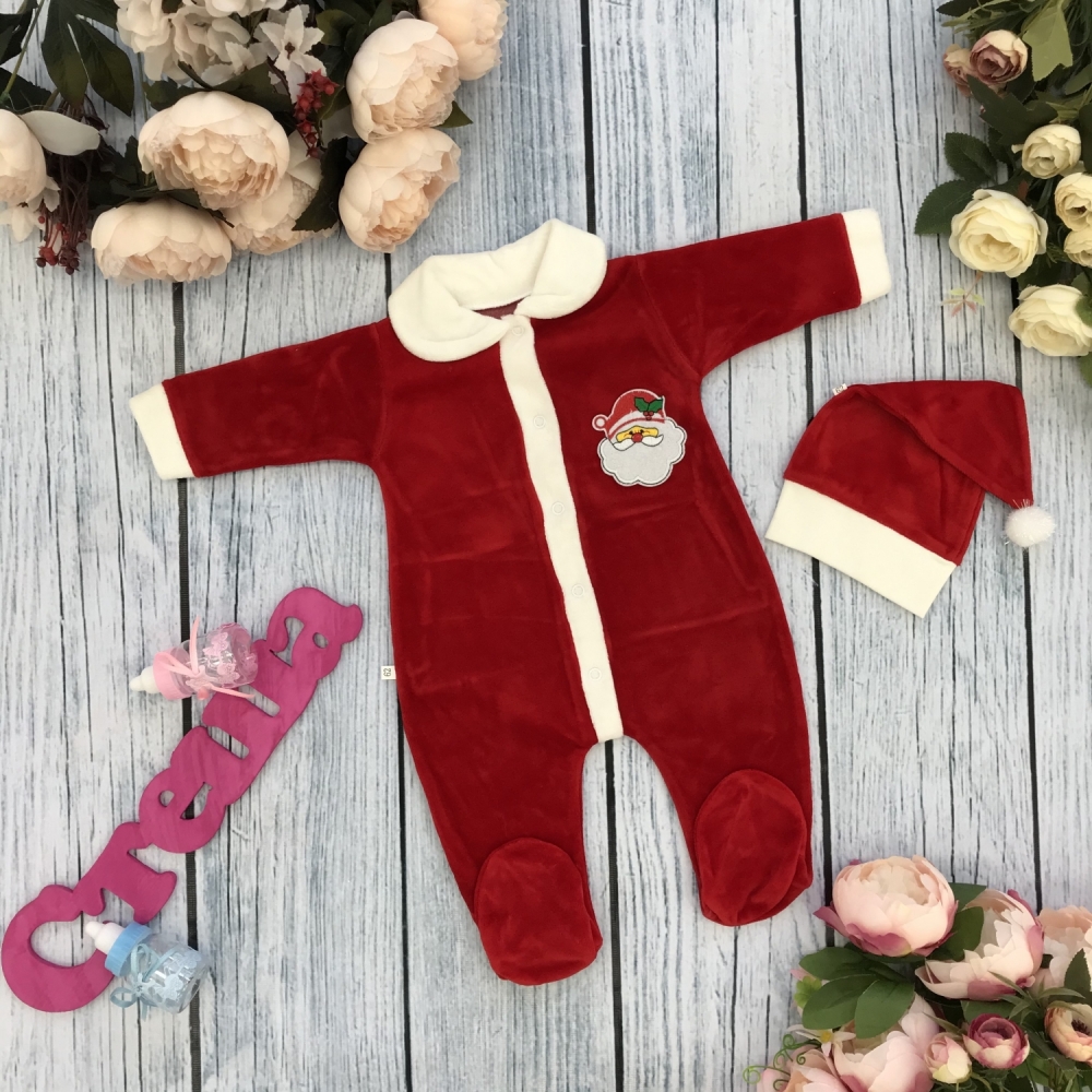 242. Комбинезон Санта, хлопок 80% велюр 20%  ПЭ 56,62,68