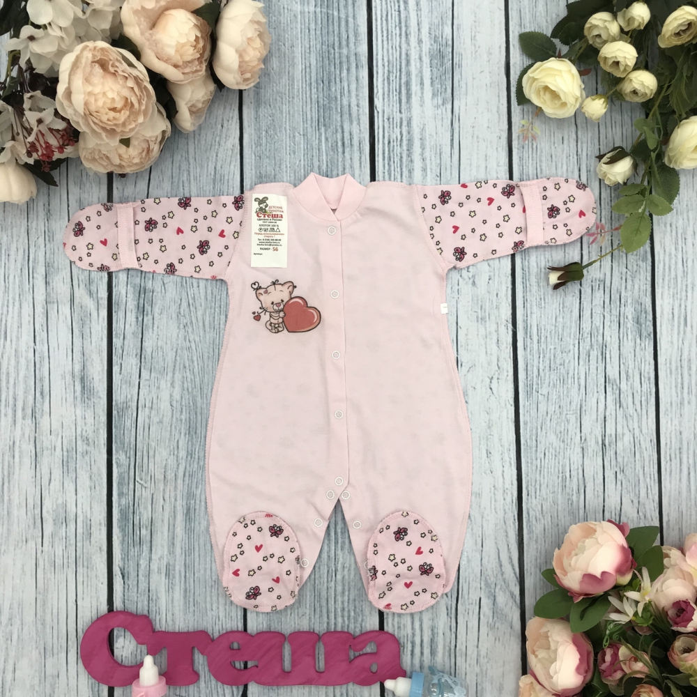 294-Р. Комбинезон с принтом, хлопок 100 % кулирка 56,62,68,74,80