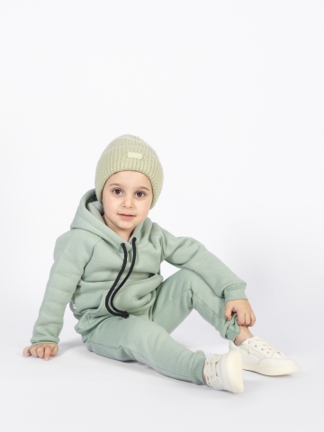 296-ОЛ. Свитшот с капюшоном  + Штаны, хлопок 65%, 35% ПЭ, 3-х нитка (начес) оливковый 98,104,110,116