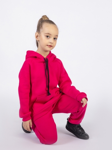 296-Ф. Свитшот с капюшоном + Штаны, хлопок 65%, 35% ПЭ, 3-х нитка (начес) фуксия 98,104,110,116
