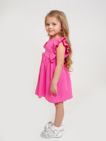 322-Ф. Платье из муслина детское, хлопок 100% фуксия, р. 98,104,110,116